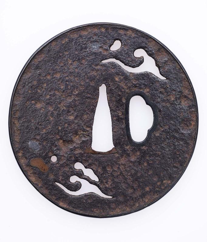 Tsuba with design of stylized clouds