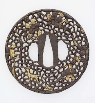 Tsuba with design of foxes and grapevine