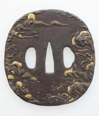 Tsuba with landscape design