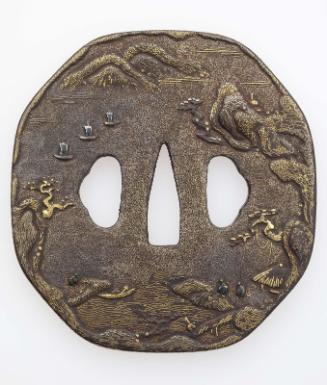 Tsuba with landscape design