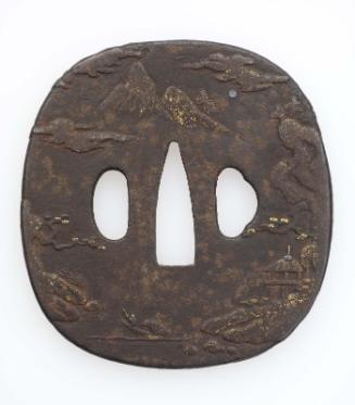 Tsuba with landscape design