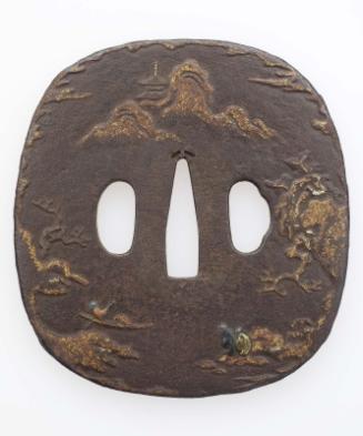 Tsuba with landscape design