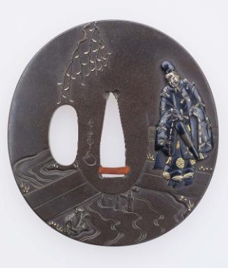 Tsuba with design of Ono no Tofu and the frog