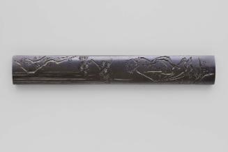 Kozuka with design of Chinese poet Rihaku (Li Bai) looking at a waterfall