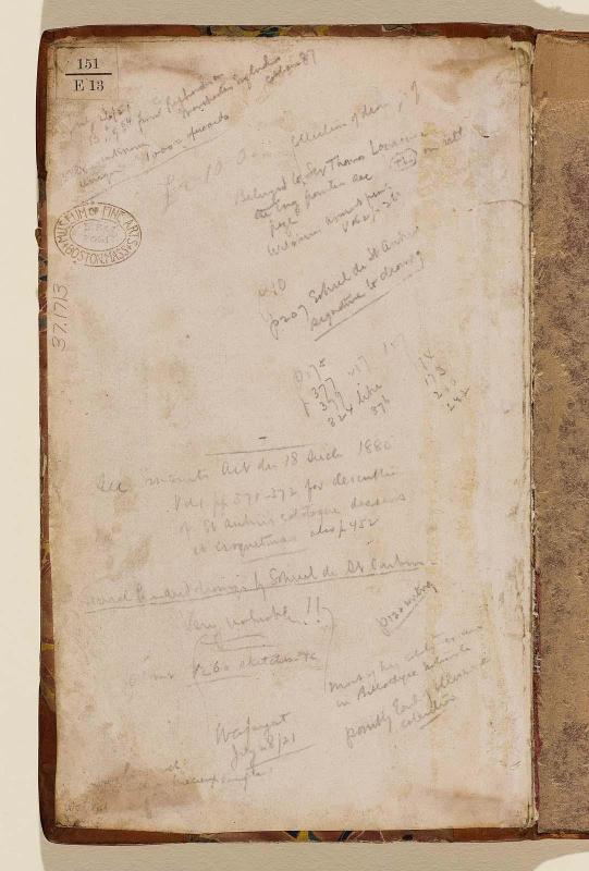 [Front pastedown] Basan. Catalogue Raisonné des différens objets de curiosités dans les sciences et arts, qui composaient le Cabinet de feu Mr Mariette. (Paris: chez l'Auteur et chez Desprez, 1775); G. de St. Aubin original drawings in the margin.