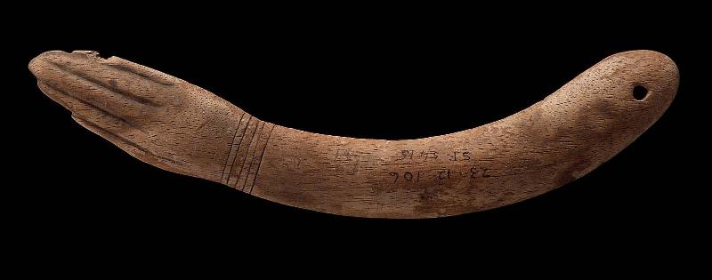 Clapper in the form of a human arm and hand