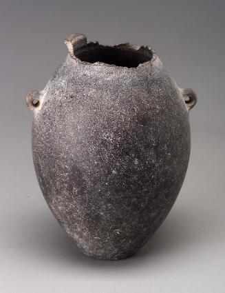 Tall ovoid stone jar with lug handles