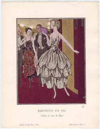 "Respirons un Peu - Robes du soir, de Beer," plate 21 from Gazette du Bon Ton, Volume 1, No. 3