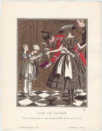 "Pour Les Pauvres - Robe d'après-midi et robe de petite fille, de Jeanne Lanvin," plate 23 from Gazette du Bon Ton, Volume 1, No. 3