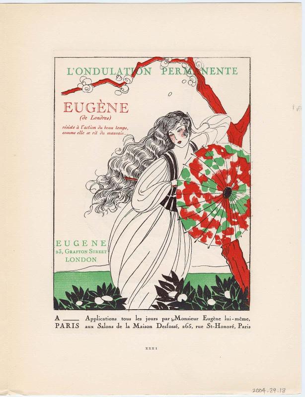 "L'Ondulation Permanente Eugène," advertisement from Gazette du Bon Ton, Volume 1, No. 4, p. XXXI