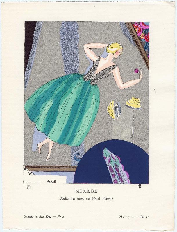 "Mirage - Robe du soir, de Paul Poiret," plate 31 from Gazette du Bon Ton, Volume 1, No. 4