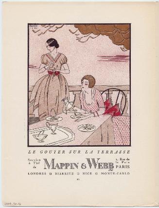 "Le Gouter sur la Terrasse - Service à Thé de Mappin & Webb, Ltd.," advertisement from Gazette du Bon Ton, Volume 1, No. 5, p. XL