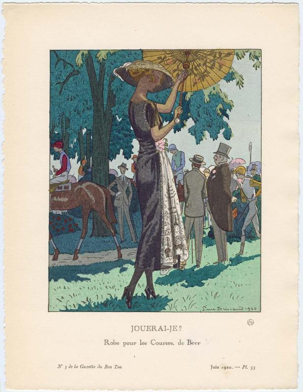 "Jouerai-Je? - Robe pour les Courses, de Beer," plate 35 from Gazette du Bon Ton, Volume 1, No. 5
