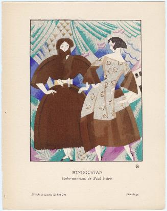 "Hindoustan - Robe-manteau, de Paul Poiret," plate 59 from Gazette du Bon Ton, Volume 2, No. 8