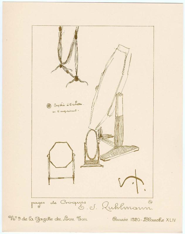 "Une Salle de Bains et Deux Pages de Croquis," croquis XLIV from Gazette du Bon Ton, Volume 2, No. 9