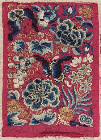 Fragment of embroidered panel from a skirt (qun)