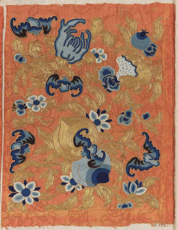 Fragment of an embroidered panel from a skirt (qun)
