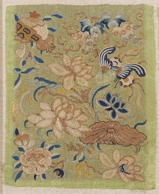 Pair of fragments of embroidered panels from a skirt (qun)