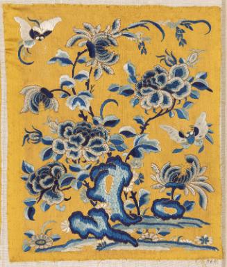 Fragment of embroidered panel from a skirt (qun)