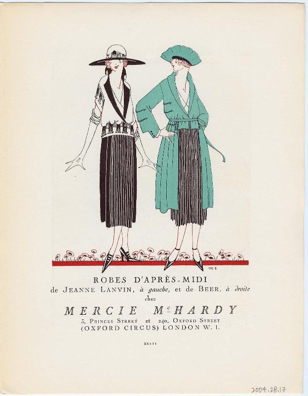 "Robes d'Après-midi chez Mercie McHardy," advertisement from Gazette du Bon Ton, Volume 1, No. 3, p. XXIII