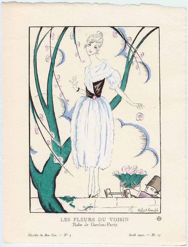 "Les Fleurs du Voisin - Robe de Garden-Party," plate 17 from Gazette du Bon Ton, Volume 1, No. 3