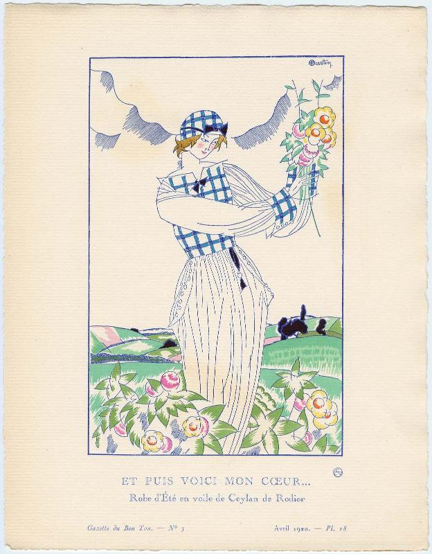 "Et Puis Voici Mon Cœur... - Robe d'Été en voile de Celan de Rodier," plate 18 from Gazette du Bon Ton, Volume 1, No. 3