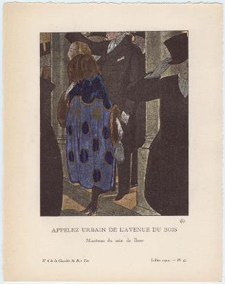 "Appelez Urbain de l'Avenue de Bois - Manteau du soir, de Beer," plate 47 from Gazette du Bon Ton, Volume 2, No. 6