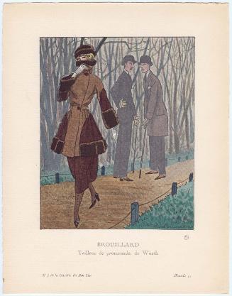 "Brouillard - Tailleur de promenade, de Worth," plate 53 from Gazette du Bon Ton, Volume 2, No. 7