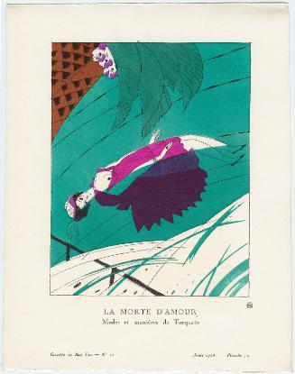 "La Morte d'Amour - Modes et manières de Torquate," plate 72 from Gazette du Bon Ton, Volume 2, No. 10