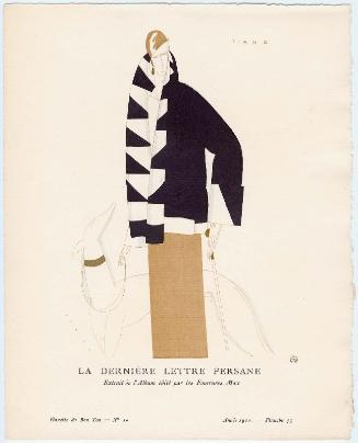 "La Dernière Lettre Persane, Extraite de l'Album édité par les Fourrures Max," plate 73 from Gazette du Bon Ton, Volume 2, No. 10