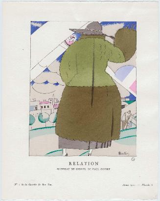 "Relation - Manteau de sports, de Paul Poiret," plate 6 from Gazette du Bon Ton, Volume 1, No. 1