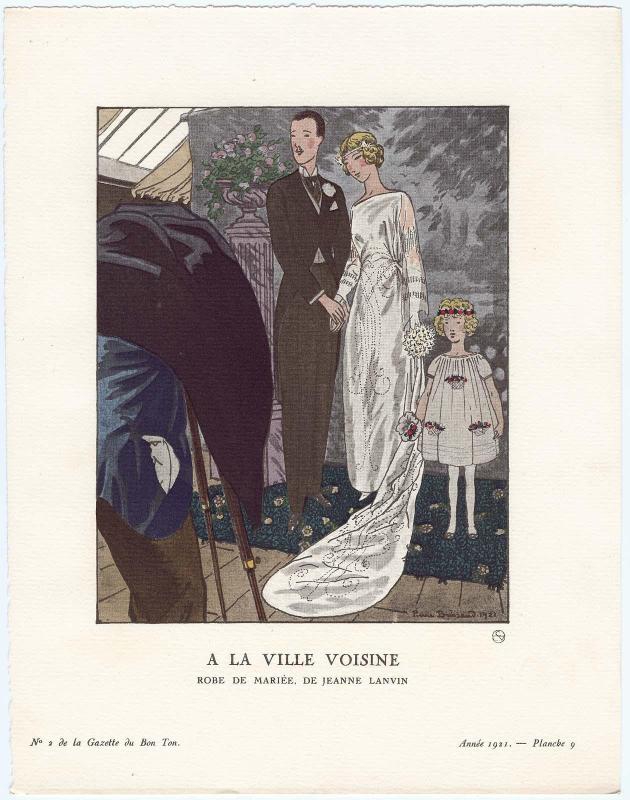 "A La Ville Voisine - Robe de mariée, de Jeanna Lanvin," plate 9 from Gazette du Bon Ton, Volume 1, No. 2