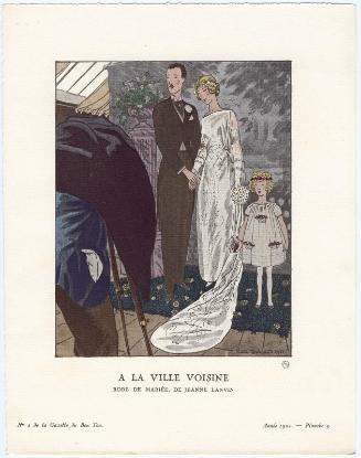 "A La Ville Voisine - Robe de mariée, de Jeanna Lanvin," plate 9 from Gazette du Bon Ton, Volume 1, No. 2