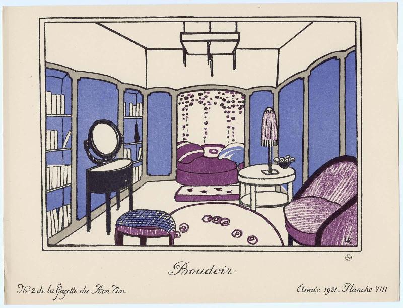 "Installation Moderne d'un Jeune Ménage," croquis VIII from Gazette du Bon Ton, Volume 1, No. 2