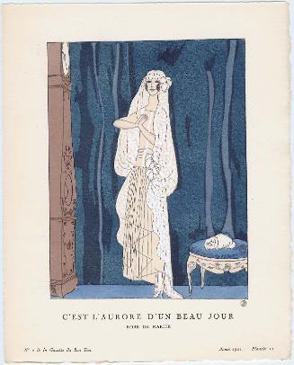 "C'est l'Aurore d'un Beau Jour - Robe de mariée," plate 11 from Gazette du Bon Ton, Volume 1, No. 2