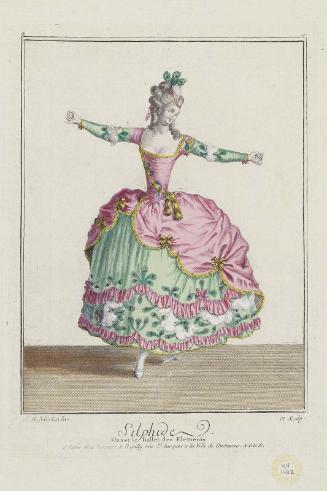 Gallerie des Modes et Costumes Français. 24e Cahier des Costumes Français, 18e Suite d'Habillemens à la mode en 1779.  Z.141  "Silphide: Dans le Ballet des Elements."