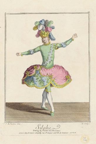 Gallerie des Modes et Costumes Français. 24e Cahier des Costumes Français, 18e Suite d'Habillemens à la mode en 1779.  Z.142  "Silphe: Dans le Ballet des Elements."