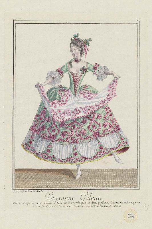 Gallerie des Modes et Costumes Français. 24e Cahier des Costumes Français, 18e Suite d'Habillemens à la mode en 1779.  Z.143  "Paysanne Galante..."