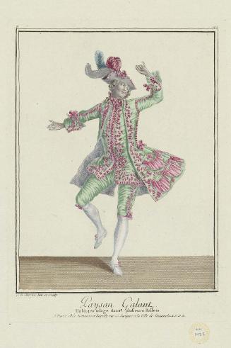 Gallerie des Modes et Costumes Français. 24e Cahier des Costumes Français, 18e Suite d'Habillemens à la mode en 1779.  Z.144  "Paysan Galant..."