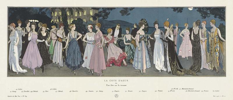 "La Cote d'Azur ou Une fête sur la terrasse," plate 6 from Gazette du Bon Ton, Volume 2, No. 8–9