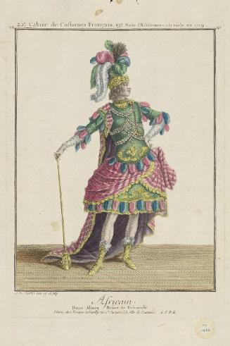 Gallerie des Modes et Costumes Français. 25e Cahier de Costumes Français, 19e Suite d'Habillemens à la mode en 1779.  aa.145  "Africain..."