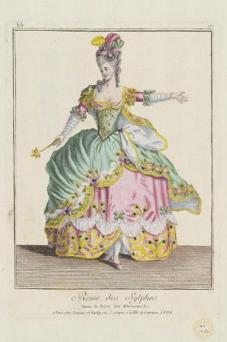 Gallerie des Modes et Costumes Français. 26e Cahier de Costumes Français, 20e Suite d'Habillemens à la mode en 1779.  bb.155  "Reine des Sylphes..."