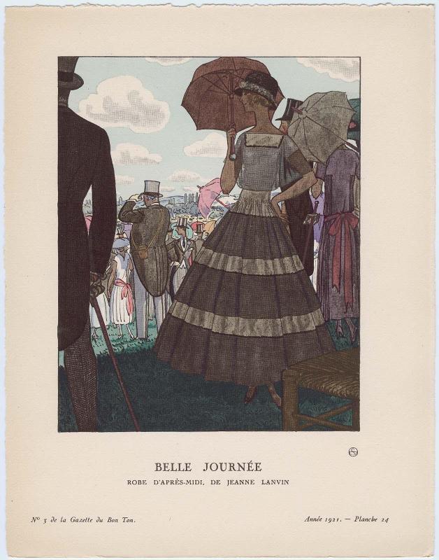 "Belle Journée - Robe d'après-midi, de Jeanne Lanvin," plate 24 from Gazette du Bon Ton, Volume 1, No. 3