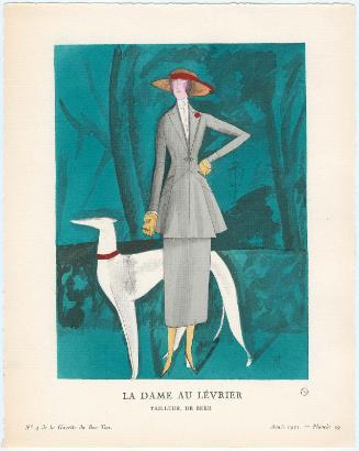 "La Dame au Lévrier - Tailleur, de Beer," plate 29 from Gazette du Bon Ton, Volume 1, No. 4