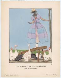 "Les Plaisirs de la Campagne - Robe de Paul Poiret," plate 32 from Gazette du Bon Ton, Volume 1, No. 4