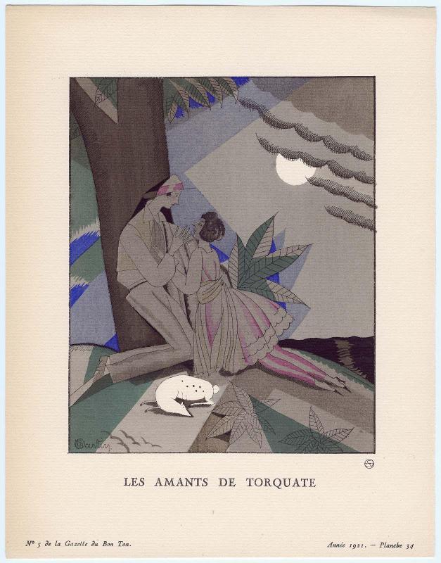 "Les Amants de Torquate," plate 34 from Gazette du Bon Ton, Volume 1, No. 5