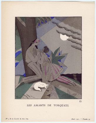 "Les Amants de Torquate," plate 34 from Gazette du Bon Ton, Volume 1, No. 5