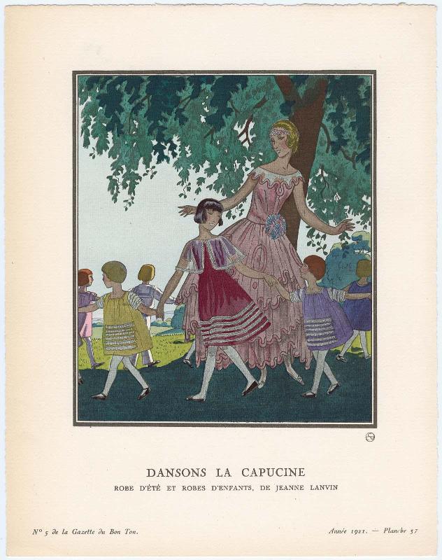 "Dansons La Capucine - Robe d'été et robes d'enfants, de Jeanne Lanvin," plate 37 from Gazette du Bon Ton, Volume 1, No. 5