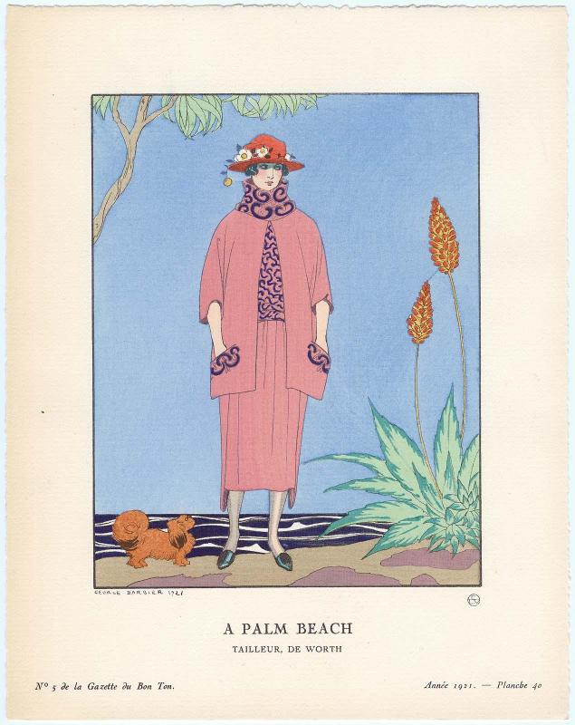 "A Palm Beach - Tailleur, de Worth," plate 40 from Gazette du Bon Ton, Volume 1, No. 5