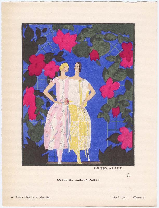 "Robes de garden-party," plate 43 from Gazette du Bon Ton, Volume 2, No. 6